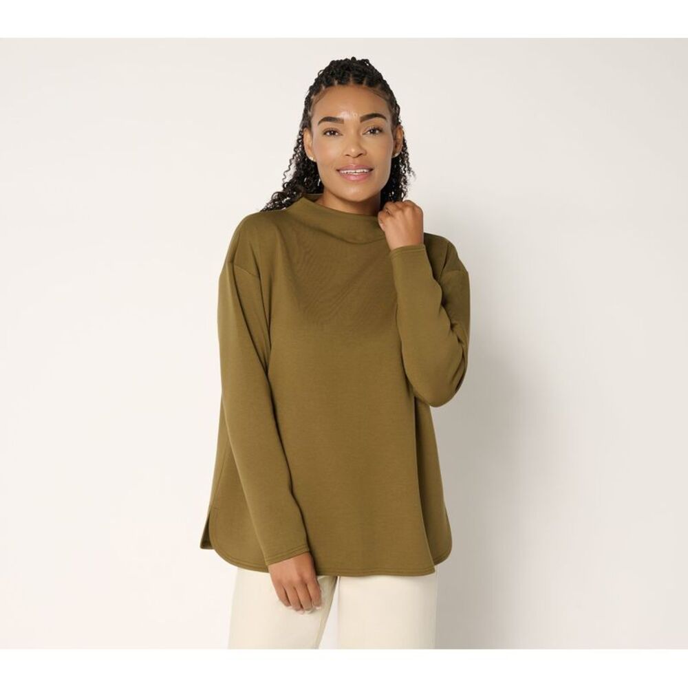 SUNNYLiFE Women's Top Sz L Signature Comfort Funnel Neck Green A727506